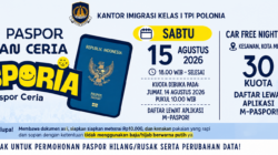 Pasporia 2026 Kembali Hadir di Car Free Night Kesawan, 30 Kuota Pengurusan Paspor Dibuka